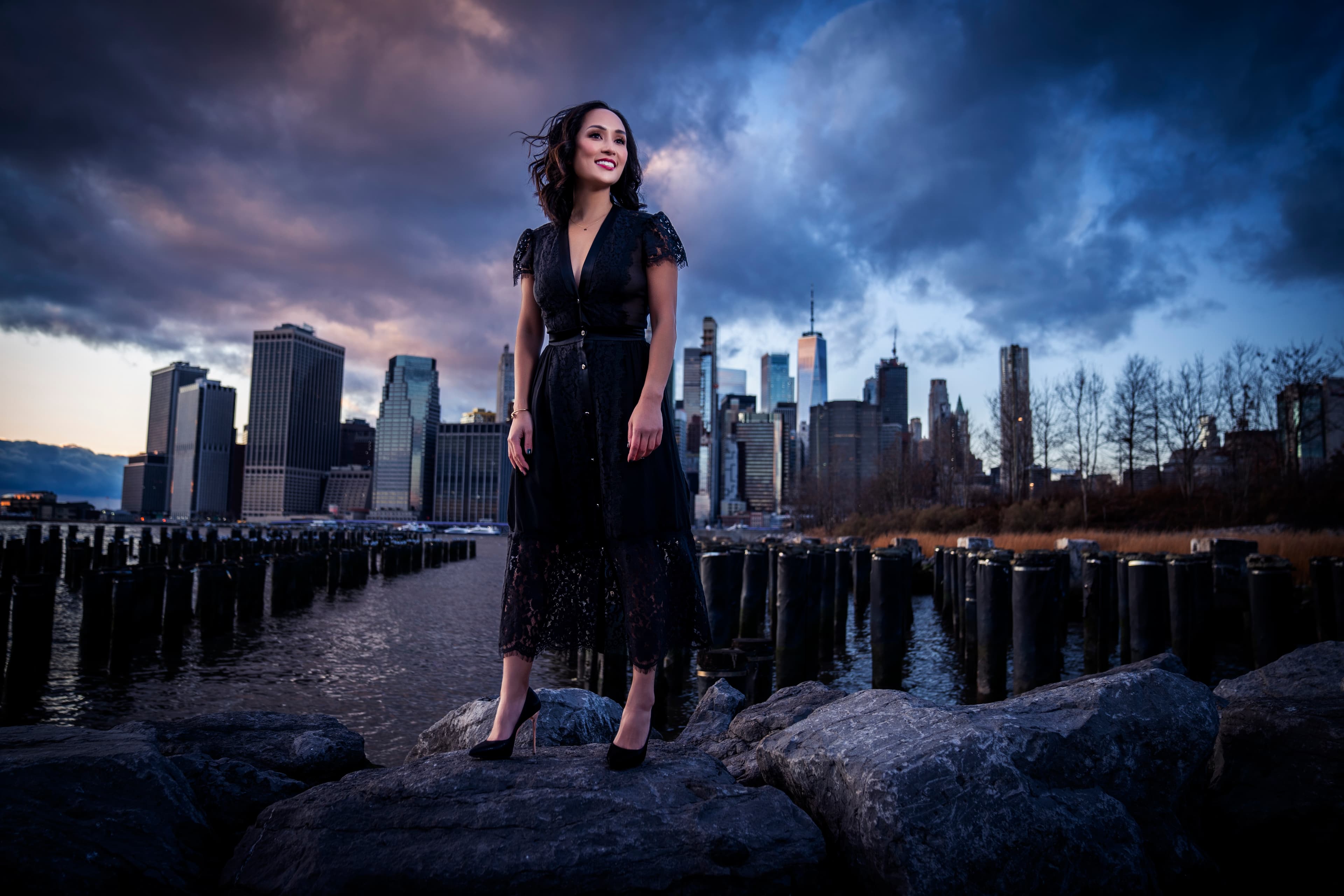 Dr. Libby Rhee with NYC skyline